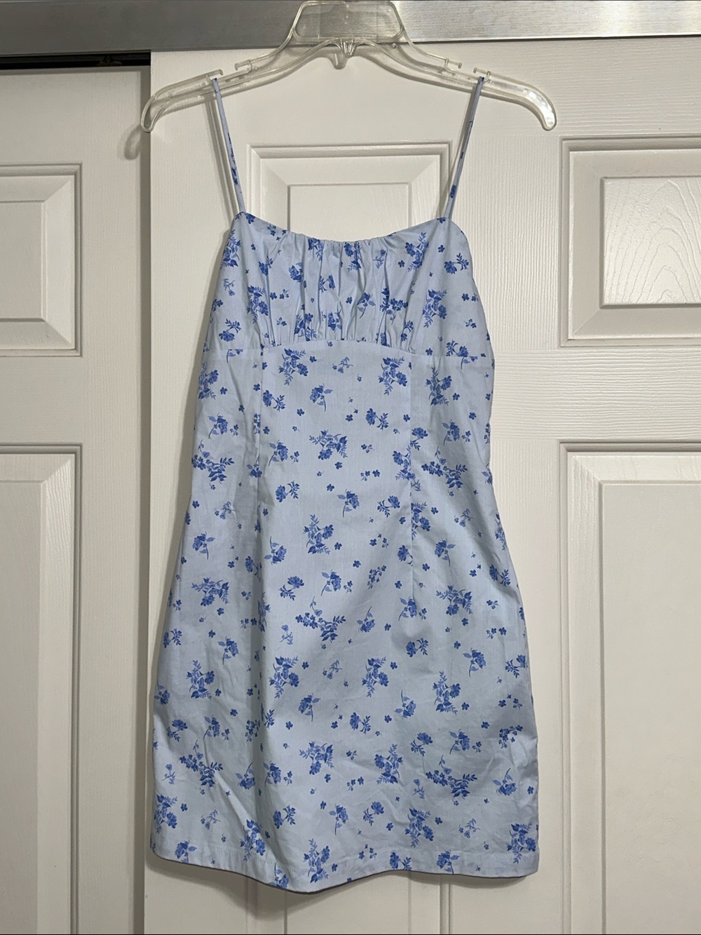 Victoria + Sophia Light Blue Floral Spaghetti Strap Mini Dress